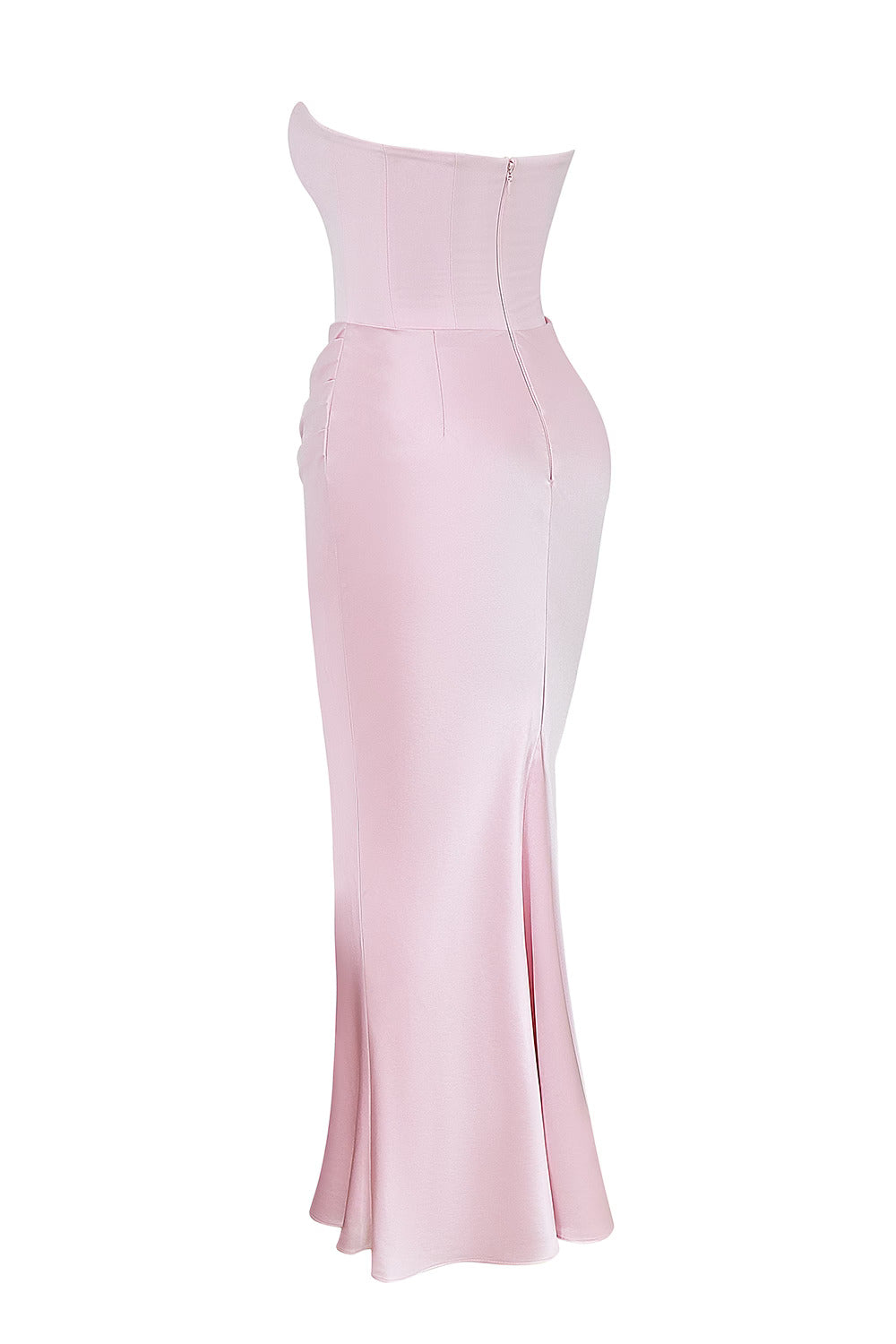 Rochie Maxi Corset Fără Bretelă, Culoare Rose Shadow